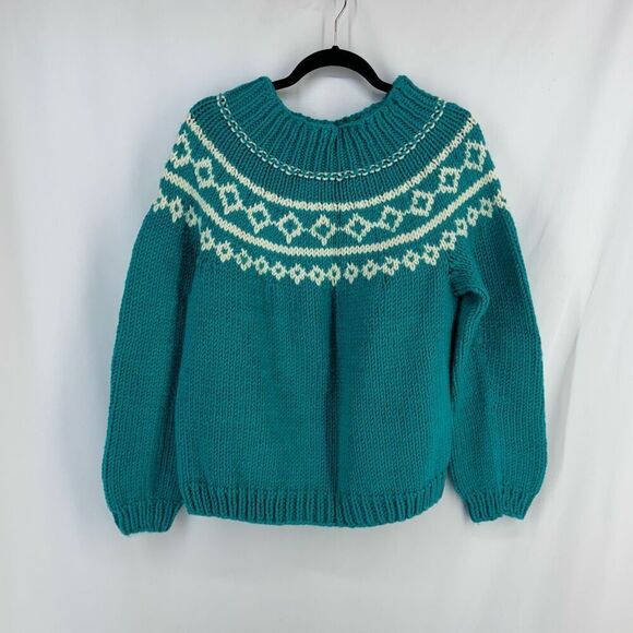 Handmade Women's Fair Isle Knitted Nordic Sweater Medium - Picture 1 of 10
